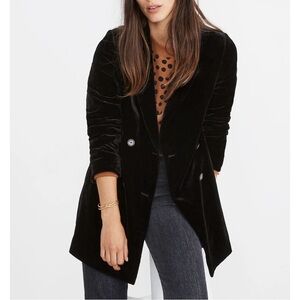 Madewell Caldwell Velvet Blazer Black Sz XXS NWT